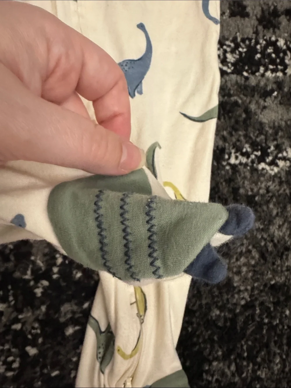 Carters Footed One-Piece - Blue Shark & Cream Dino Prints